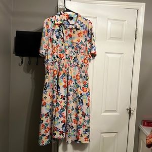 NWT Halogen X Atlantic-Pacific Floral Utility Dress Sz Large L